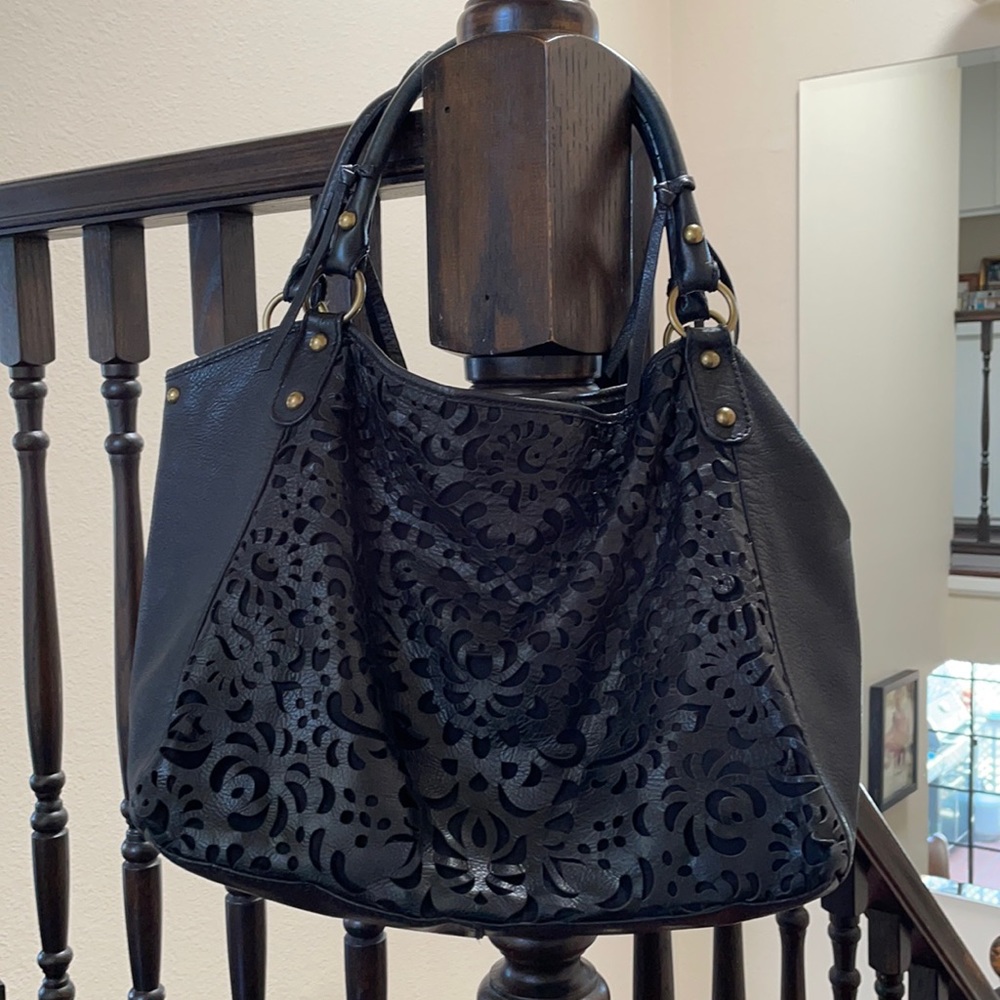 Isabella Fiore Laser Cut leather satchel
